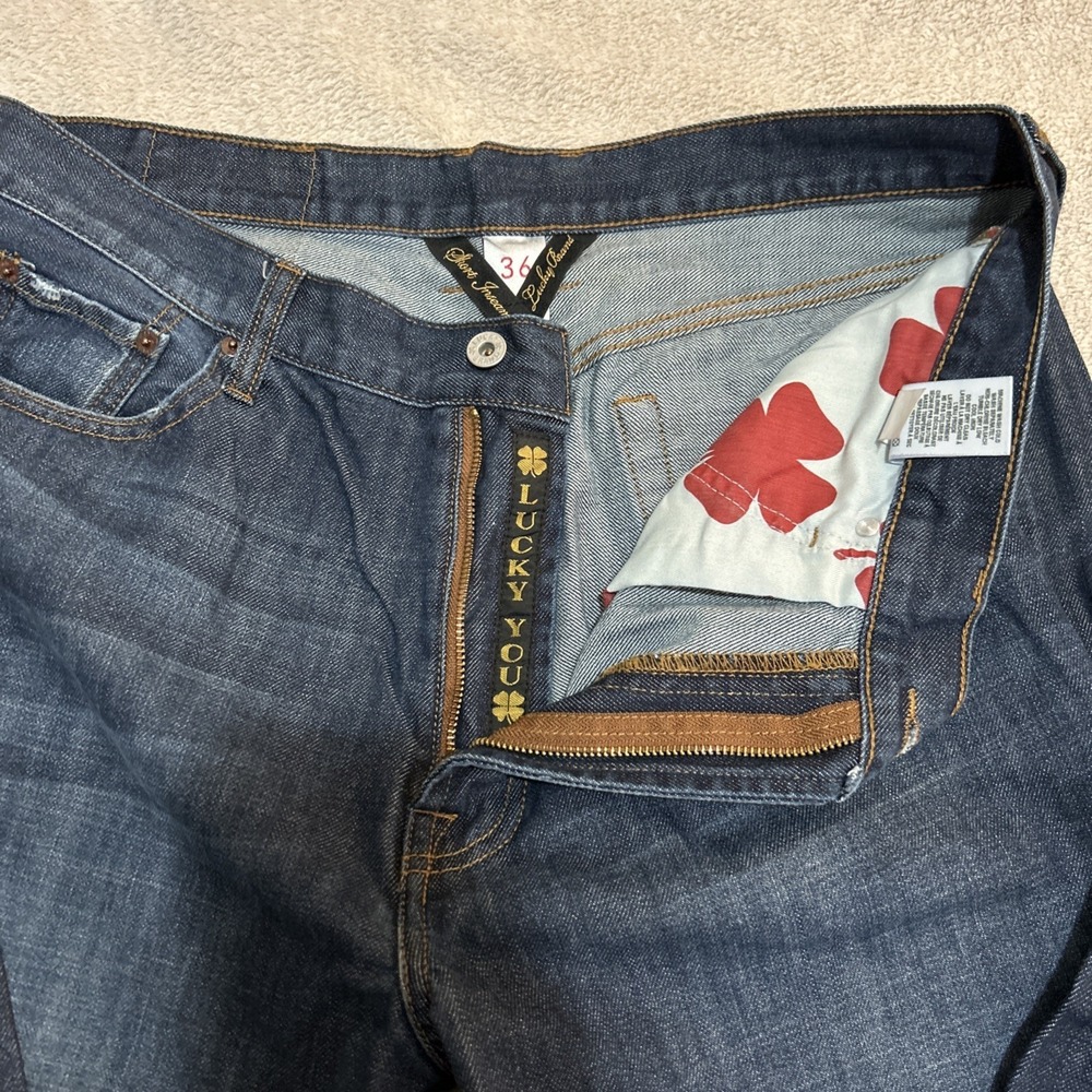 Lucky Brand Jeans 181 Relaxed Straight 36x29 Short Inseam Dark Blue Wash - Picture 3 of 13